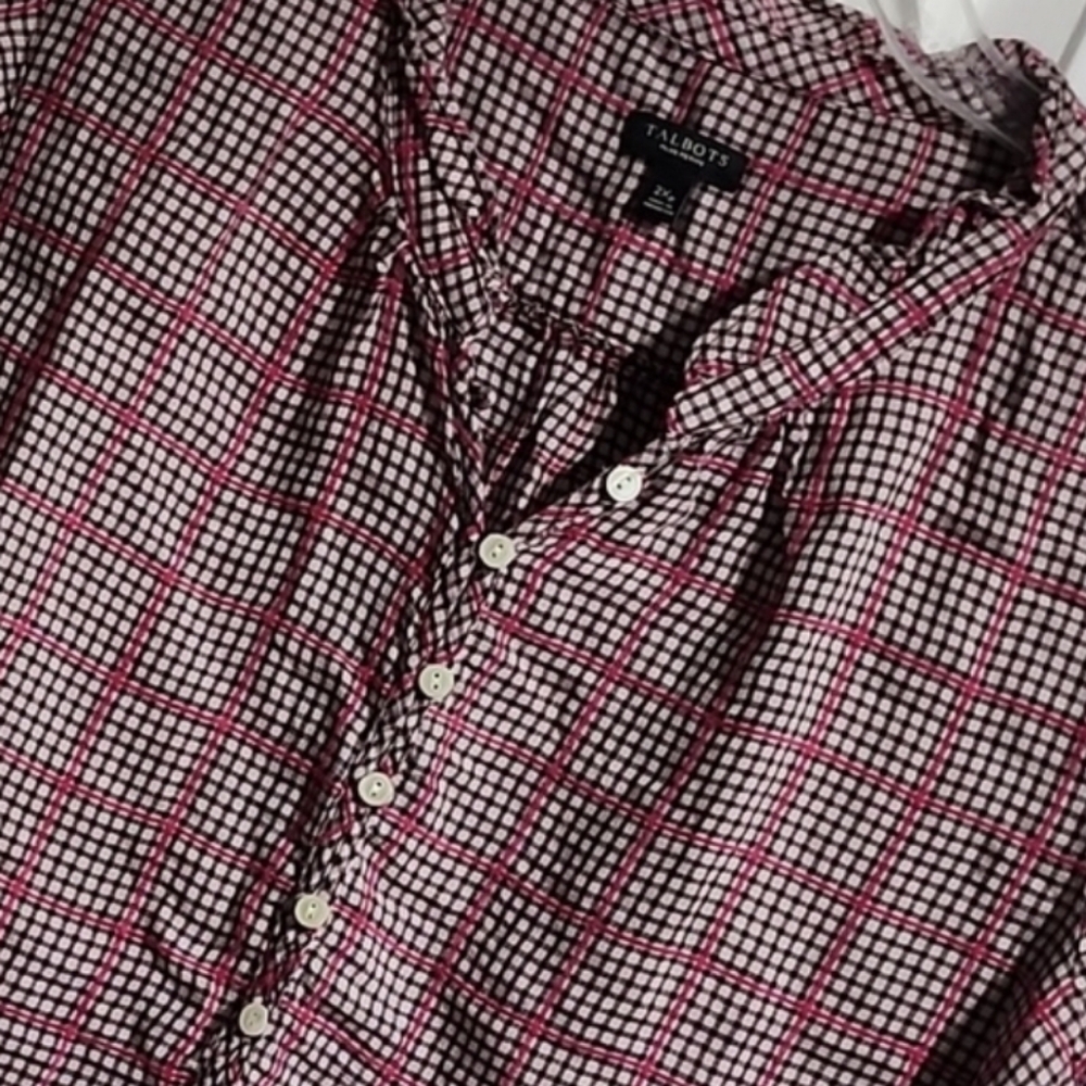 Talbots 2Xp Pink, Cream & Brown Blouse